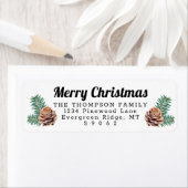 任意の文字モダンホリデーパインホワイト差出人住所 ラベル (インサイチュ)