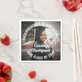 任意の文字モダン写真シンプルの卒業エレガント スタンダードカクテルナプキン (インサイチュ)