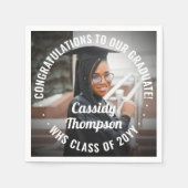 任意の文字モダン写真シンプルの卒業エレガント スタンダードカクテルナプキン (正面)