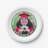 任意の文字モダン写真シンプルの卒業エレガント ペーパープレート (正面)