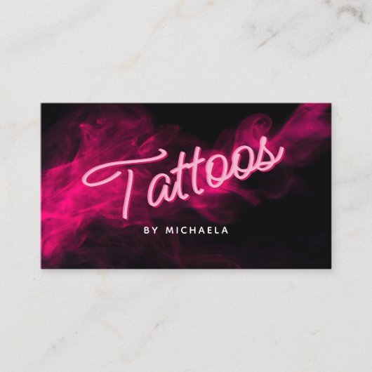 *任意の文字モダン*ピンクネオン&スモークブローシェーピングB 名刺 (正面)