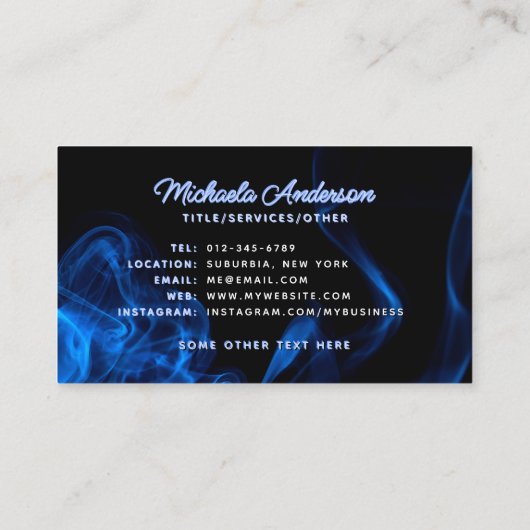 *任意の文字モダン*ブルーネオン&スモークタトゥー 名刺 (裏面)