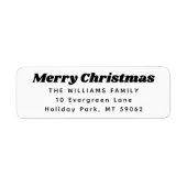 任意の文字レトロタイポグラフィクリスマス差出人住所 ラベル (正面)