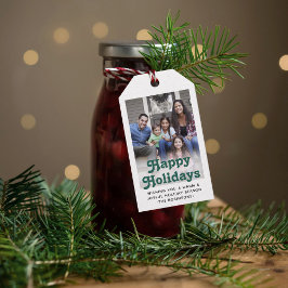 任意の文字レトロタイポグラフィ&フォトフェスティバルグリーン ギフトタグ