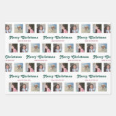 任意の文字レトロレッドグリーンクリスマスフォトコラージュ ラッピングペーパーシート (正面)