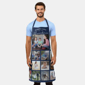 任意の文字家族の写真コラージュおばあちゃんネイビーブルー エプロン (着用した状態)