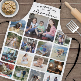 任意の文字家族の写真コラージュのグリッドおばあちゃん白 エプロン