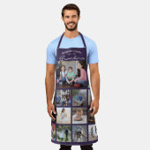 任意の文字家族の写真コラージュのグリッドおばあちゃん紫 エプロン (着用した状態)