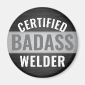 任意の文字白黒の認定バダスウェルダー マグネット (正面)