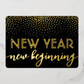 任意の文字黒年新年の新しい開始紙吹雪 箔シーズンカード (正面)