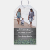 任意の文字1フォトホリデーグリーナリーグレ素朴ーグウッド ギフトタグ (裏面)