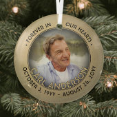 任意の文字1フォトメモリアルブラックと金ゴールドフォイルフェイク ガラスオーナメント