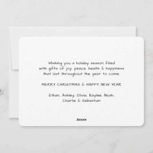 任意の文字1写真とQRコードメリークリスマスグリーン シーズンカード (裏面)