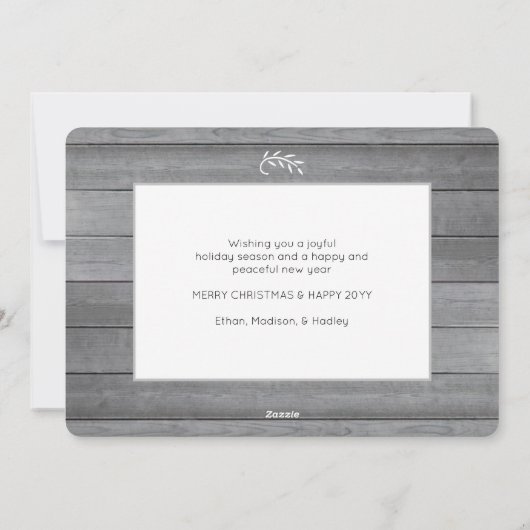 任意の文字1写真モダン鳩の平和ホープ喜び木材 シーズンカード (裏面)