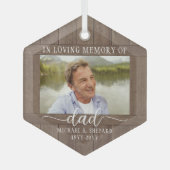 任意の文字1写真記念素朴木フェイク六角 ガラスオーナメント (正面)