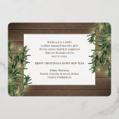 任意の文字10フォトコラージュ木材、緑とライト 箔シーズンカード (裏面)