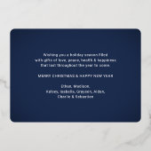 任意の文字10 Photo Collageネイビーブルークリスマス 箔シーズンカード (裏面)