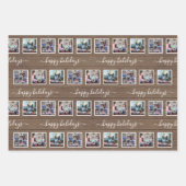 任意の文字12フォトコラージュ素朴ウッドクリスマス ラッピングペーパーシート (正面2)