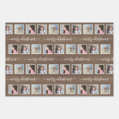 任意の文字12フォトコラージュ素朴ウッドクリスマス ラッピングペーパーシート (正面)