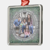 任意の文字1 Photo Peace Love Joy 素朴 Wood メタルオーナメント (左)