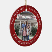 任意の文字2おもしろい写真Covid検疫赤い白 セラミックオーナメント (右)