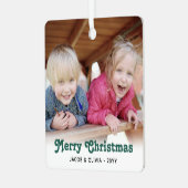 任意の文字2フォトグリーンレトロタイポグラフィシンプル メタルオーナメント (正面左)