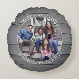 任意の文字2フォトグ素朴レーファームハモダンウスウッド ラウンドクッション