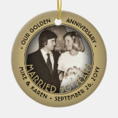 任意の文字2フォトゴールデン結婚50周年 セラミックオーナメント (正面)