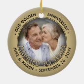 任意の文字2フォトゴールデン結婚50周年 セラミックオーナメント (裏面)