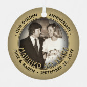 任意の文字2フォトゴールデン結婚50周年 メタルオーナメント (正面)