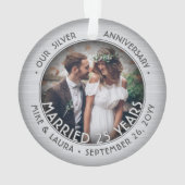 任意の文字2フォトシルバー25結婚周年 オーナメント (裏面)