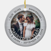 任意の文字2フォトシルバー25結婚周年 セラミックオーナメント (裏面)
