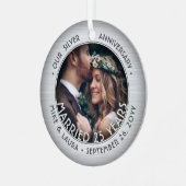 任意の文字2フォトシルバー25結婚周年 メタルオーナメント (正面左)