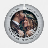 任意の文字2フォトシルバー25結婚周年 メタルオーナメント (正面)