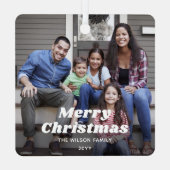 任意の文字2フォトシンプルレトロ白タイポグラフィ メタルオーナメント (裏面)