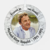 任意の文字2フォトメモリアルエレガントマフェイクーブル メタルオーナメント (裏面)