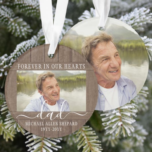 任意の文字2フォトメモリシンプルー素朴フェイクウッド オーナメント