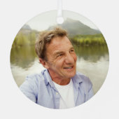 任意の文字2フォトメモリシンプルー素朴フェイクウッド メタルオーナメント (裏面)