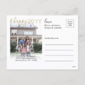 任意の文字2フォトメリークリスマス&ハッピー新年金ゴールド シーズンポストカード (裏面)