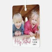 任意の文字2フォトモダンシンプルフェスティバル赤 メタルオーナメント (正面左)