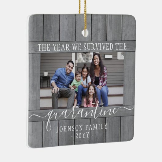 任意の文字2写真生き延びWe検疫木材フェイク セラミックオーナメント (右)