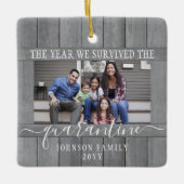 任意の文字2写真生き延びWe検疫木材フェイク セラミックオーナメント (正面)