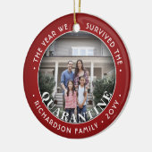 任意の文字2写真生き延びWe検疫赤おもしろい色 セラミックオーナメント (左)