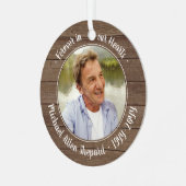 任意の文字2写真記念エレガント素朴フェイク木材 メタルオーナメント (正面左)