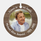 任意の文字2写真記念エレガント素朴フェイク木材 メタルオーナメント (裏面)