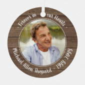 任意の文字2写真記念エレガント素朴フェイク木材 メタルオーナメント (正面)