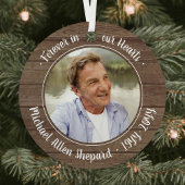 任意の文字2写真記念エレガント素朴フェイク木材 メタルオーナメント