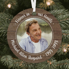 任意の文字2写真記念エレガント素朴フェイク木材 メタルオーナメント