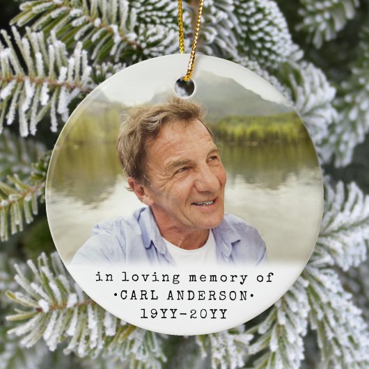 任意の文字2写真記念シンプル白黒 セラミックオーナメント