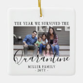 任意の文字2写真We 生き延び Quarantine白 セラミックオーナメント (正面)